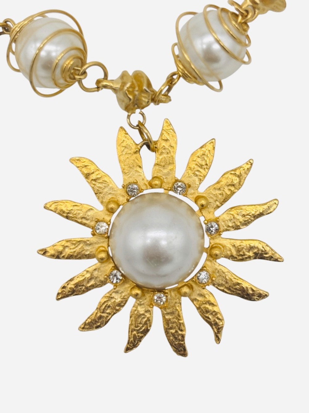 Signed Craft Vintage 80s Matte Gold Sun, Moon and Stars Celestial Charm Necklace - Picture 8 of 9
